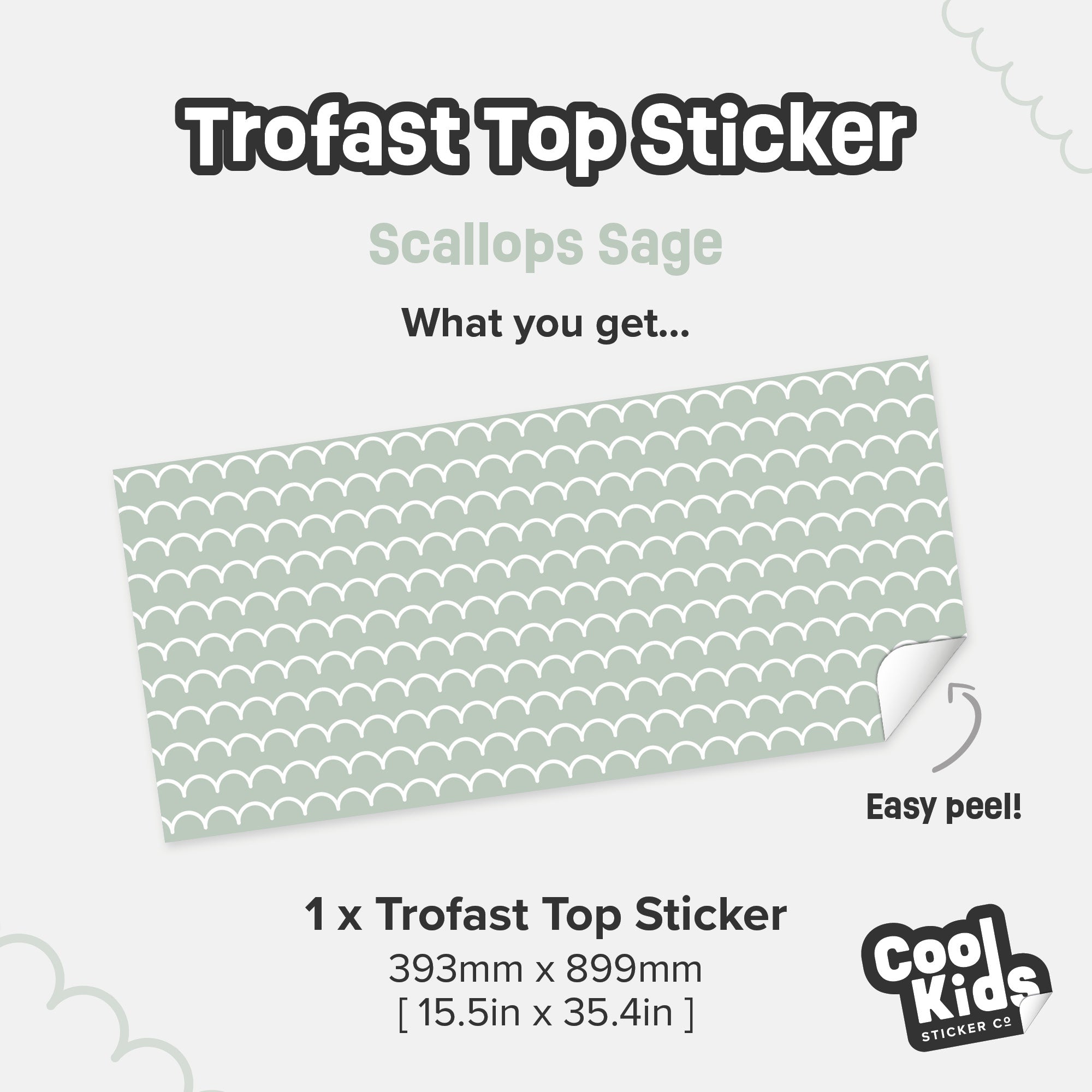 Trofast Top Scallops Sage Green Decal